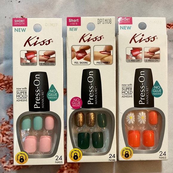 Kiss Makeup Presson Fake Nails Short Length 3box Bundle Assorted Styles Poshmark
